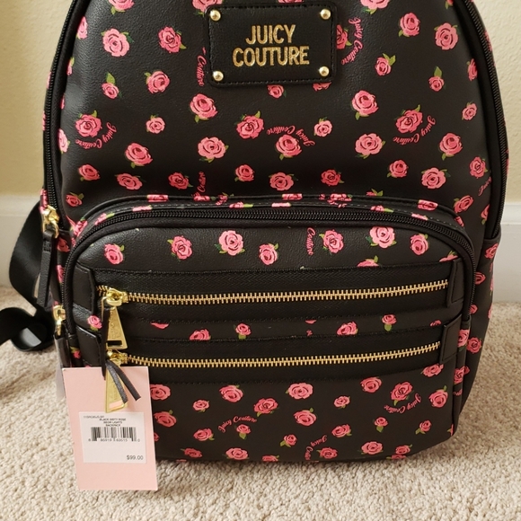 Juicy Couture Black Disty Rose Neon lights backpk - Picture 2 of 12